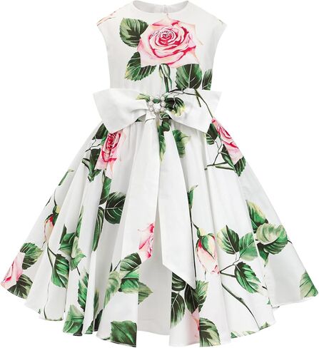 ALLOVIN Girls and Toddler 100% Cotton Sleeveless Hawaiian A-Line Dress – Floral Summer Sundress for Beach Vacation 2-12Y in Saudi Arabia