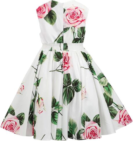 ALLOVIN Girls and Toddler 100% Cotton Sleeveless Hawaiian A-Line Dress – Floral Summer Sundress for Beach Vacation 2-12Y in Saudi Arabia