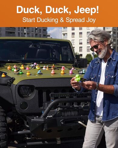 Jeep Ducks for Ducking Refill Kit- 75 Piece kit Including 25 Rubber Ducks, 25 Jeep Ducking Cards & 25 Rubber Bands Plus Official Duck Duck Jeep Mobile App - Happy Duckers in Saudi Arabia