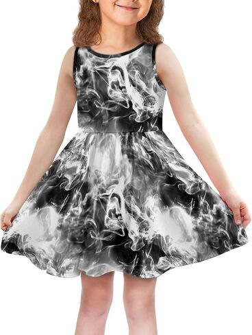 Little Girls Sleeveless Dress with Pockets Marble and Smoke Style Dresses Casual Party Sundress for 2-14T in Saudi Arabia