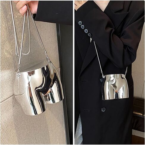 Design Evening Clutch Handbags Mini Silver Acrylic Purse for Women Novelty Funny Silver Crossbody Unique Shoulder Bag in Kuwait