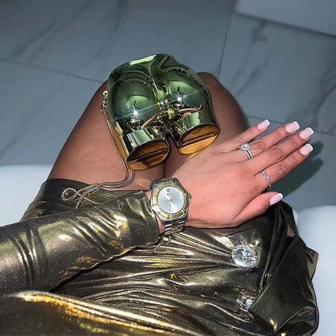 Design Evening Clutch Handbags Mini Silver Acrylic Purse for Women Novelty Funny Silver Crossbody Unique Shoulder Bag in Kuwait