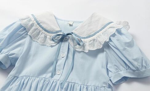 LittleSpring Girls School Uniform Dresses Peter Pan Collar Short Sleeve Dress in Saudi Arabia