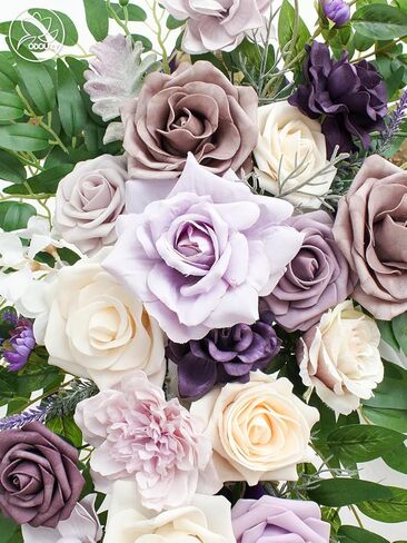 قوس الزفاف، زهور صناعية، ديكور زفاف مع ستائر (مجموعة من 2)، مناسب للولائم والحفلات وحفلات ديكور الزفاف وديكور الخلفية (أزرق) in Kuwait