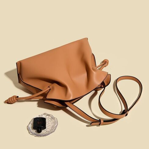 BXCNCKD Women's versatile crossbody cloud drawstring pleated bucket bag with fashionable PU leather in Saudi Arabia