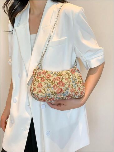 Verdusa Women's Floral Print Shoulder Bags Casual Underarm Purses with Chain Strap in Kuwait