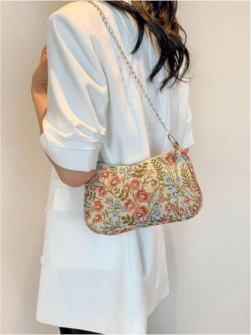 Verdusa Women's Floral Print Shoulder Bags Casual Underarm Purses with Chain Strap in Kuwait