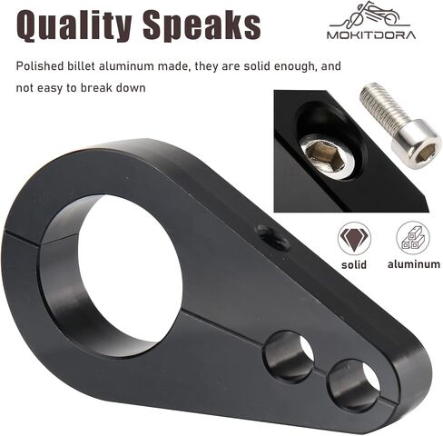 MoKitDora 1.5" Handlebar or Frame Mount Dual Hole Throttle Clutch Cable Brake Line Clamp Universal for Harley and Other Motorcycles, Black in Saudi Arabia