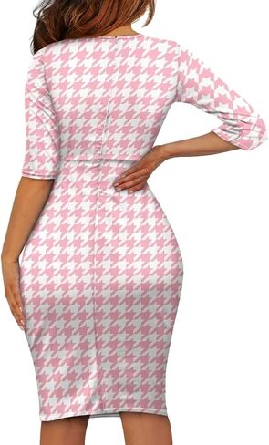 Vintage Houndstooth Dresses for Women 1950s Dres Audrey Style Dresses Elegant Midi Dress Retro Dress in Saudi Arabia