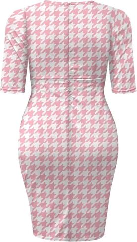 Vintage Houndstooth Dresses for Women 1950s Dres Audrey Style Dresses Elegant Midi Dress Retro Dress in Saudi Arabia