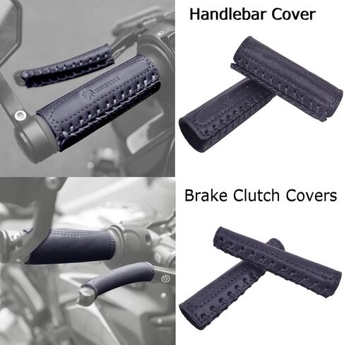 Leather Motorcycle Handlebar Grip Covers, No Fringe Brake Clutch Covers for HD Motorcycles in Kuwait