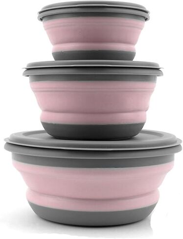Collapsible Bowls, 3pcs Food Grade Silicone Camping Bowl Salad Bowl with lids, Portable Expandable Lunch Box Food Storage Container for Camping Travel and Picnic in Saudi Arabia