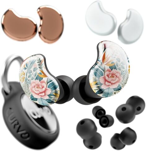 CURVD Cliq Earplugs with Swappable Covers, Stylish Noise Reduction for Concerts, Noise Sensitivity & More. Customizable Colors & Patterns, Reusable Ear Plugs with Aluminum Travel Case & 5 Tip Sizes in Saudi Arabia
