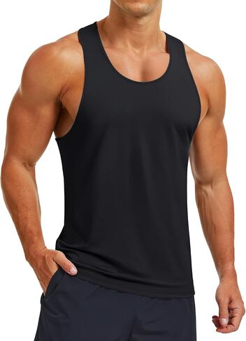 MAGCOMSEN Men's UPF 80+ Tank Tops Y Back Quick Dry Gym Workout Running Athletic Muscle Sleeveless Shirts in Saudi Arabia