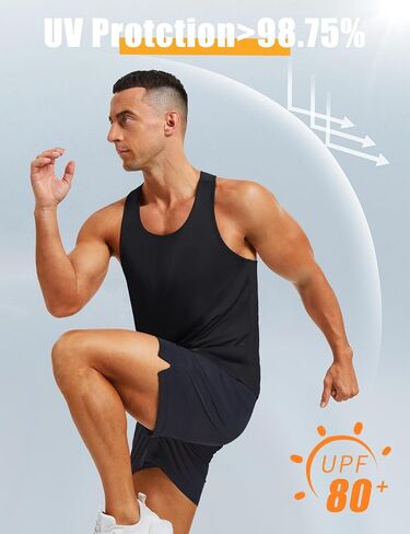 MAGCOMSEN Men's UPF 80+ Tank Tops Y Back Quick Dry Gym Workout Running Athletic Muscle Sleeveless Shirts in Saudi Arabia