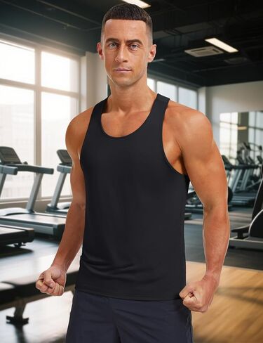 MAGCOMSEN Men's UPF 80+ Tank Tops Y Back Quick Dry Gym Workout Running Athletic Muscle Sleeveless Shirts in Saudi Arabia