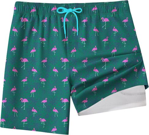 Mens Swim Trunks with Compression Liner 8 inch Quick-Dry Lightweight 2 in 1 Board Shorts 4-Way Stretch UPF 50+ in Saudi Arabia