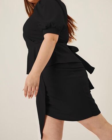 Plus Size 2 Piece Peplum Dress Outfits for Women Sexy Party Cocktail Bodycon Dresses Sets Skirts Suits Sets in Saudi Arabia