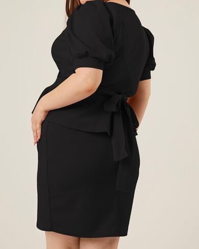Plus Size 2 Piece Peplum Dress Outfits for Women Sexy Party Cocktail Bodycon Dresses Sets Skirts Suits Sets in Saudi Arabia