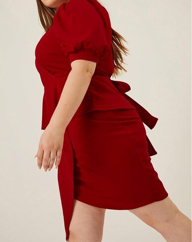 Plus Size 2 Piece Peplum Dress Outfits for Women Sexy Party Cocktail Bodycon Dresses Sets Skirts Suits Sets in Saudi Arabia