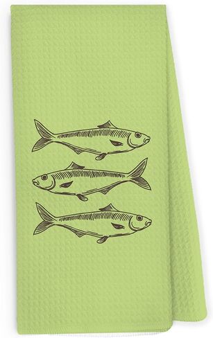 Sardines Blue Fish Linen Kitchen Dish Towels 16x24 Inch, Natural Fish Gifts for Fishing Lovers, Coastal Beach House Lake House Decorative Hand Towels Tea Towels for Kitchen Home in Saudi Arabia
