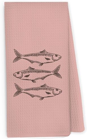 Sardines Blue Fish Linen Kitchen Dish Towels 16x24 Inch, Natural Fish Gifts for Fishing Lovers, Coastal Beach House Lake House Decorative Hand Towels Tea Towels for Kitchen Home in Saudi Arabia