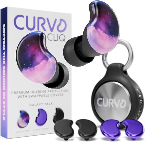 CURVD Cliq Earplugs with Swappable Covers, Stylish Noise Reduction for Concerts, Noise Sensitivity & More. Customizable Colors & Patterns, Reusable Ear Plugs with Aluminum Travel Case & 5 Tip Sizes in Saudi Arabia