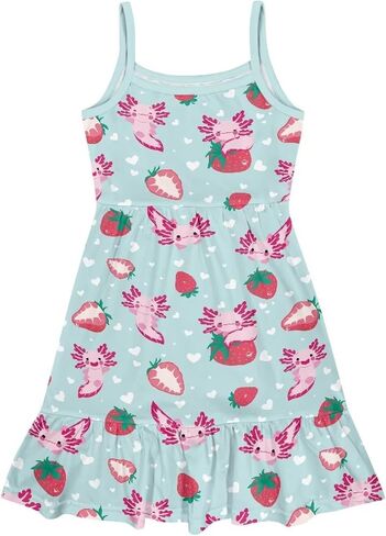 Girls Cute Spaghetti Strap Dress Tiered A-Line Pleated Summer Midi Dresses for 3-14Y in Saudi Arabia