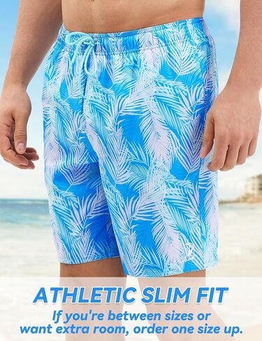 Mens Swim Trunks with Compression Liner 8 inch Quick-Dry Lightweight 2 in 1 Board Shorts 4-Way Stretch UPF 50+ in Saudi Arabia