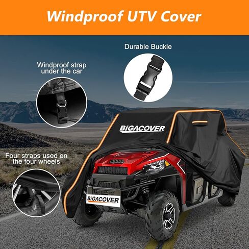 غطاء UTV 2 مقاعد لـ CAN AM Maverick X3/Yamaha YXZ 1000R/RZR Pro XP مع شرائح عاكسة للرياح الثقيلة جميعها مقاومة للماء جنبًا إلى جنب in Kuwait