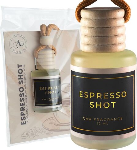 Car Hanging Diffuser - Invigorating Coffee Scented Car Freshener with Luxurious Design - Lasts up to 60 days (Espresso Shot) in Saudi Arabia