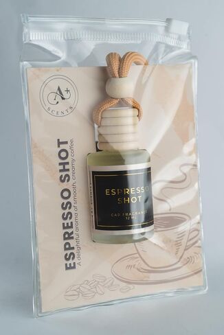 Car Hanging Diffuser - Invigorating Coffee Scented Car Freshener with Luxurious Design - Lasts up to 60 days (Espresso Shot) in Saudi Arabia