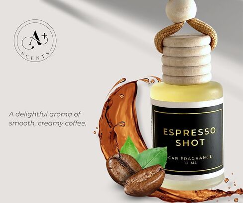 Car Hanging Diffuser - Invigorating Coffee Scented Car Freshener with Luxurious Design - Lasts up to 60 days (Espresso Shot) in Saudi Arabia