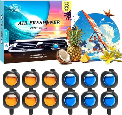 Car Air Freshener Vent Clips, 12 Pack, 6 Vanilla, 6 Lavender, Provides Long-Lasting Scent, Up to 360 Days, Car Fresheners in Kuwait