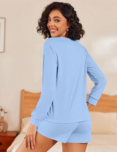 Ekouaer Womens Pajama Sets 2 صالة مجموعة ملابس طويلة الأكمام مطابقة ملابس النوم in Saudi Arabia