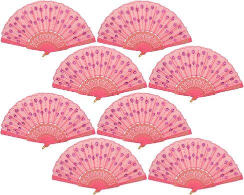 QIRMIZI 8 Pcs Festival and Wedding Fans – Handheld Spanish Hand Fans for Women – Foldable Bulk for Parties, Church, Dancing, Music Festivals, Carnivals, EDM Events Decor,Mixed in Kuwait