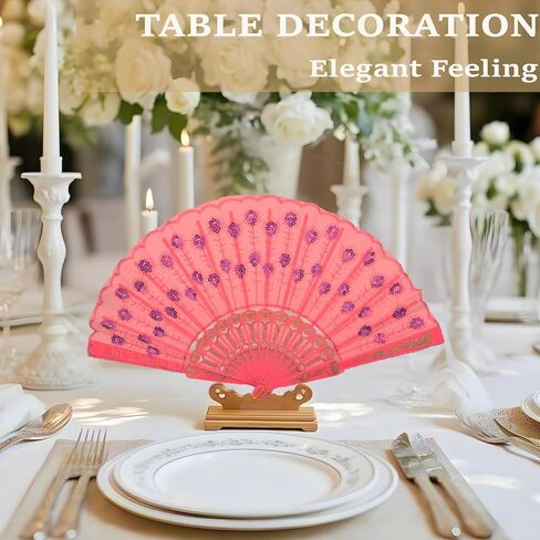 QIRMIZI 8 Pcs Festival and Wedding Fans – Handheld Spanish Hand Fans for Women – Foldable Bulk for Parties, Church, Dancing, Music Festivals, Carnivals, EDM Events Decor,Mixed in Kuwait