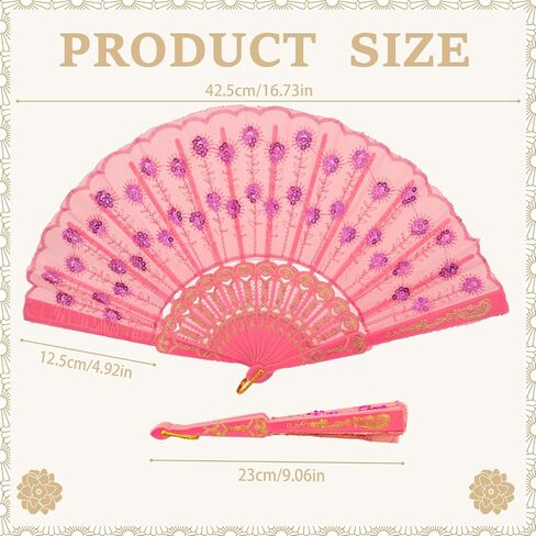 QIRMIZI 8 Pcs Festival and Wedding Fans – Handheld Spanish Hand Fans for Women – Foldable Bulk for Parties, Church, Dancing, Music Festivals, Carnivals, EDM Events Decor,Mixed in Kuwait