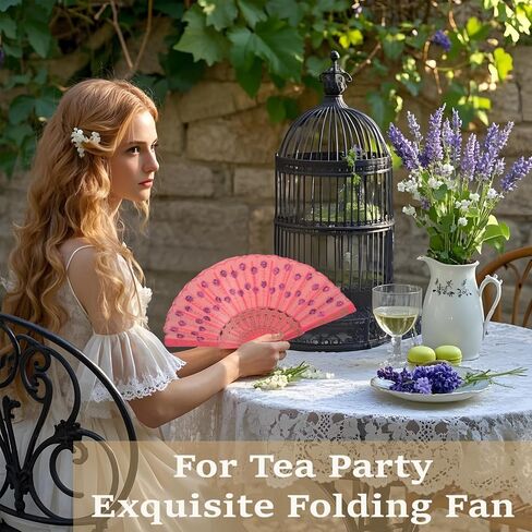 QIRMIZI 8 Pcs Festival and Wedding Fans – Handheld Spanish Hand Fans for Women – Foldable Bulk for Parties, Church, Dancing, Music Festivals, Carnivals, EDM Events Decor,Mixed in Kuwait