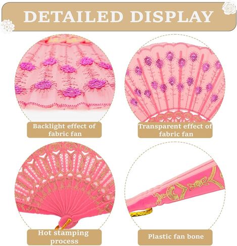 QIRMIZI 8 Pcs Festival and Wedding Fans – Handheld Spanish Hand Fans for Women – Foldable Bulk for Parties, Church, Dancing, Music Festivals, Carnivals, EDM Events Decor,Mixed in Kuwait