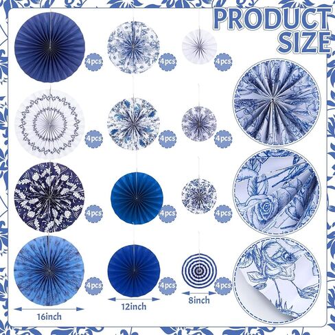 12 PCS CHINOISERIE Paper Paper Fans 8 '' 12 '' 16 '' in Kuwait