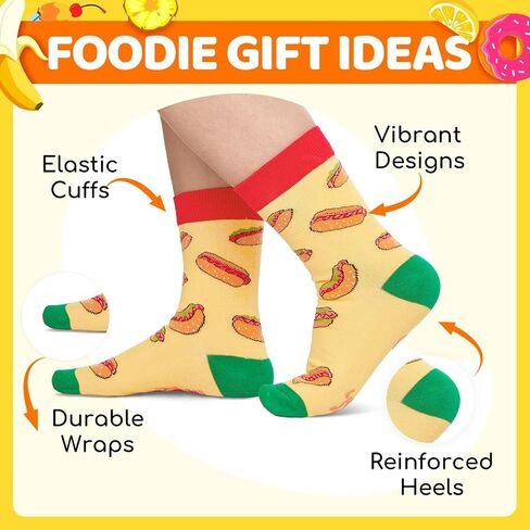 HAPPYPOP Funny Food Socks for Kids - Hot Dog Steak Gifts for Boys Girls, Steak Hotdog Socks, 7-9 Years Old in Saudi Arabia