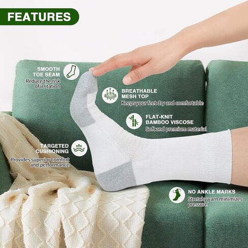 Diabetic Socks for Men,4 Pairs Crew Diabetic Neuropathy Socks for Men 9-12 in Kuwait