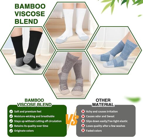 Diabetic Socks for Men,4 Pairs Crew Diabetic Neuropathy Socks for Men 9-12 in Kuwait