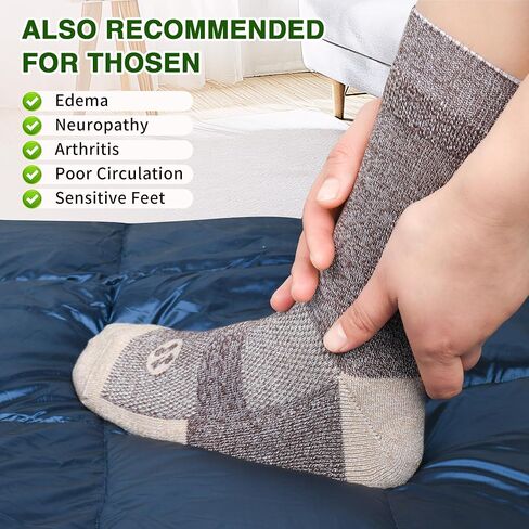 Diabetic Socks for Men,4 Pairs Crew Diabetic Neuropathy Socks for Men 9-12 in Kuwait
