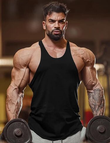 Mens Workout Tank Tops Fitness Bodybuilding Sleeveless Gym Muscle Stringer Shirts in Saudi Arabia