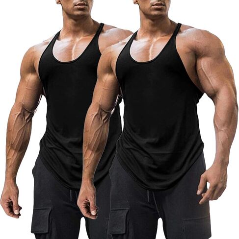 Mens Workout Tank Tops Fitness Bodybuilding Sleeveless Gym Muscle Stringer Shirts in Saudi Arabia