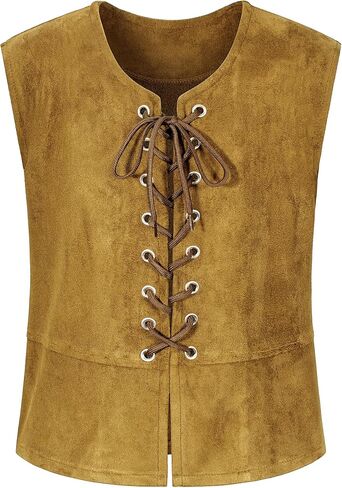 Kids Pirate Renaissance Vest for Boys Costumes Medieval Viking Steampunk Gothic Waistcoat Halloween Cosplay in Saudi Arabia