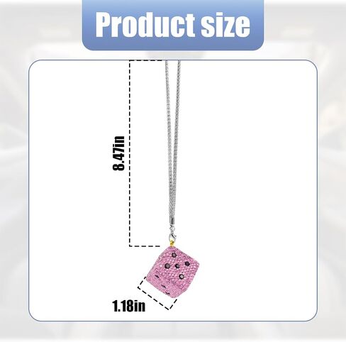 Bling Car Rear View Mirror Pendant, Creative Rhinestone Vehicle Hanging Dice Charms with Dots, Diamond Automotive Interior Rearview Swinging Ornament Accessories, Universal Fit (Pink) in Saudi Arabia