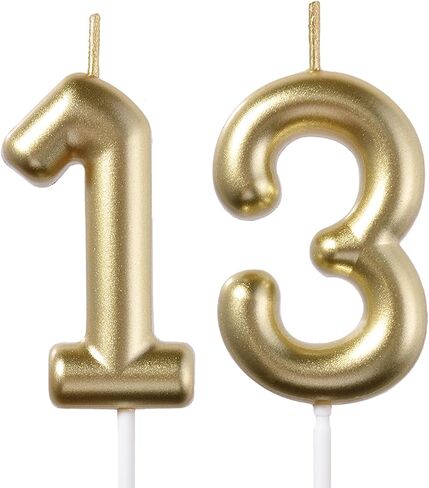 2.35 Inch Gold 13 & 31 Birthday Candles, 3D Diamond Number 13th & 31st Cake Topper for Boys Girls Birthday Party Decorations Theme Party in Saudi Arabia